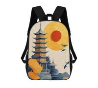 sinyumoney Japanese Pagoda Illustration Kids Backpack, Kids School Bag 3D Printed School Backpacks for Boys And Teenager School Students 17inch