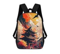 sinyumoney Japanese Pagoda in Flames Kids Backpack,School Backpack Kids School Bag 3D Printed Cartoon Large Capacity Backpack for Kids Boys And Girls 17inch