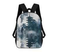 sinyumoney Japanese Pagoda in Mist School Backpack Daypacks Business Backpack Water Resistant Bookbag for Men/Women 17inch