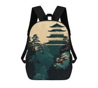 sinyumoney Japanese Pagoda Landscape Kintsugi 3D Printed Kids School Bag Rucksacks Children's School Fashion Casual Back Pack High Capacity Travel Book Bags Backpack for Kids 17inch