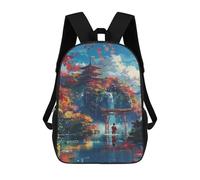 sinyumoney Japanese Pagoda Reflection Waterfall School Bags Lightweight Schoolbag Dayback Bookbag College for Boys/Girls/Teenagers 17inch