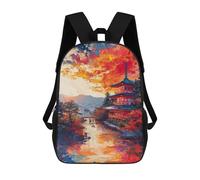 sinyumoney Japanese Pagoda Sunset 3D Printed 17inch School Bag Children's School Backpack Travel Backpacks Casual Fashion Bag for Kids School Students
