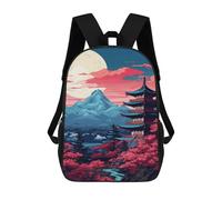 sinyumoney Japanese Pagoda Sunset Landscape-1 Backpack School Rucksack Casual Daypacks School Work Travel Bag for Men, Women & Teenage Boys 17inch