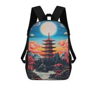 sinyumoney Japanese Pagoda Sunset Landscape-2 Backpack School Lightweight Airport College Students Back Pack for School/Work/Travel 17inch