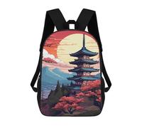 sinyumoney Japanese Pagoda Sunset Landscape Backpack School Bag Lightweight Airport College Students Back Pack for School/Work/Travel 17inch