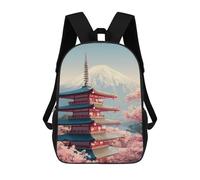 sinyumoney Japanese Pagoda with Cherry Blossoms Backpack School Bag Work Laptop Backpack Rucksack Bag for Boys/Girls/Teenagers 17inch