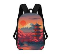 sinyumoney Japanese Pagoda with Mount Fuji School Backpack 3D Printed School Bags Boys Girls Laptop Backpack for Kids/Students/Adults 17inch
