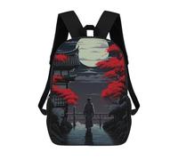sinyumoney Japanese Painting 3D Printed Children's School Backpack for Kids High Capacity Travel Rucksacks Book Bags Kids School Bag Back Pack 17inch