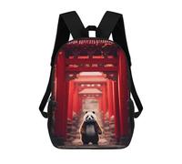 sinyumoney Japanese Panda Torii Gate School Backpack School Bags For Girls Boys Backpack With Pocket Fashion School Bag Kids Backpack 17inch