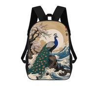 sinyumoney Japanese Peacock School Backpack Large Lightweight Casual Backpack for Boys/Girls/Teenagers 17inch