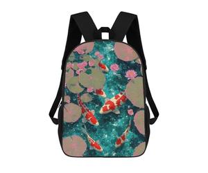 sinyumoney Japanese Pond of Koi Fish And Lily Pads Backpack School Bag School Secondary High School College Backpack Travel for Teenage Girls Boys Women Men 17inch