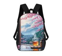 sinyumoney Japanese Rainy Landscape Kids School Backpack 3D Printed Backpacks Fashion School Bag Rucksacks for Boys Elementary And Middle School Students 17inch