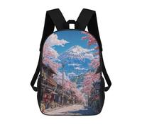 sinyumoney Japanese Sakura Bloom Fuji Backpacks Kids School Backpack Fashion School Bag 3D Printed School Bag for Boys Elementary And Middle School Students 17inch
