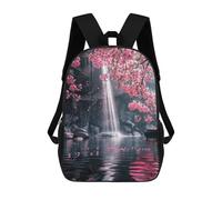 sinyumoney Japanese Sakura Bloom School Bag Backpack Teen Schoolbag 3D Printing Adjustable Schoolbag Fashion Pocket Bag for Kids Boys Girls Students And Teenagers Fans 17inch