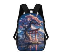 sinyumoney Japanese Sakura Tree 3D Printed Kids School Bag Rucksacks Children's School Fashion Casual Back Pack High Capacity Travel Book Bags Backpack for Kids 17inch