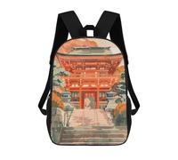 sinyumoney Japanese Shinto Temple Backpacks Kids School Backpack School Bag 3D Printed School Bag for Boys Elementary And Middle School Students 17inch