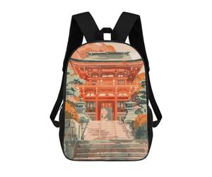 sinyumoney Japanese Shinto Temple School Bag Backpack Teen Schoolbag 3D Printing Adjustable Schoolbag Fashion Pocket Bag for Kids Boys Girls Students And Teenagers Fans 17inch