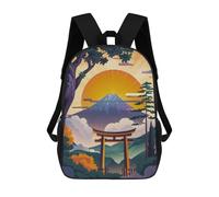 sinyumoney Japanese Sunset Art Backpacks Kids Student Schoolbag 3D Printed Backpacks Elementary And Middle School Students Backpacks for Boys Girls 17inch