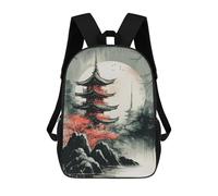 sinyumoney Japanese Temple 8 Backpacks Kids School Backpack School Bag 3D Printed School Bag for Boys Elementary And Middle School Students 17inch