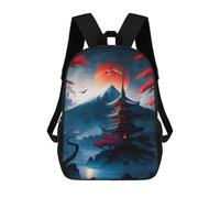 sinyumoney Japanese Temple Mystical Backpacks Kids School Backpack Fashion School Bag 3D Printed School Bag for Boys Elementary And Middle School Students 17inch