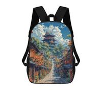 sinyumoney Japanese Temple Pagoda Ronaldo Backpack, Children's Backpack, Student School Bag, Book Bag, 3D Printed School Bag For Boys And Girls, 17inch