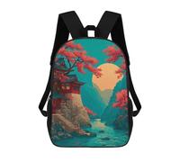 sinyumoney Japanese Temple with Cherry Blossoms Backpack School Bag Business Durable Laptop Bag for Boys/Girls/Teenagers 17inch