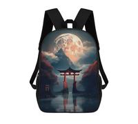 sinyumoney Japanese Torii Gate Moon Backpacks Kids School Backpack School Bag 3D Printed School Bag for Boys Elementary And Middle School Students 17inch