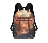 sinyumoney Japanese Torii Gate Pathway 3D Printed Kids 17inch Backpacks Boys Fashion Travel Backpacks School Bag for Boys Elementary And Middle School Students