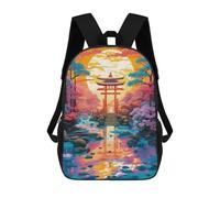 sinyumoney Japanese Torii Gate Reflections 3D Printed Children's School Backpack for Kids High Capacity Travel Rucksacks Book Bags Kids School Bag Back Pack 17inch