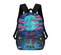 sinyumoney Japanese Torii Gate Stained Glass Backpack School Bag Daypacks Business Backpack Water Resistant Bookbag for Men/Women 17inch