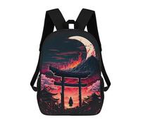 sinyumoney Japanese Torii Landscape Kids School Backpack School Bag 3D Printed School Bag for Boys Elementary And Middle School Students 17inch