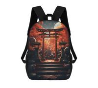 sinyumoney Japanese Torri Gate Moon Backpack 3D Print Kids Bag Elementary Students Daypack Lightweight School Bag for Children Girls Boys Nursery Lunch Pack 17inch