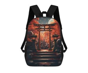 sinyumoney Japanese Torri Gate Moon Backpack 3D Print Kids Bag Elementary Students Daypack Lightweight School Bag for Children Girls Boys Nursery Lunch Pack 17inch