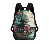sinyumoney Japanese Village Fantasy Backpack School Large School Backpack for Boys - Perfect for Travel, Work And Daily Use 17inch