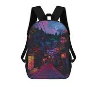 sinyumoney Japanese Village Retrowave Backpacks Kids Student Schoolbag 3D Printed Backpacks Elementary And Middle School Students Backpacks for Boys Girls 17inch