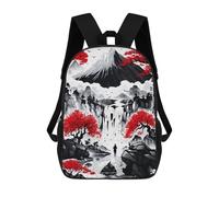 sinyumoney Japanese Waterfall Ink Backpacks Children's Backpacks School Bag 3D Printed Children's School Backpack Fashion Travel Backpacks for Kids Elementary Middle School 17inch