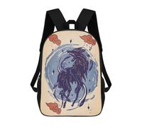 sinyumoney Japanese Wolf Backpacks Kids School Backpack School Bag 3D Printed School Bag for Boys Elementary And Middle School Students 17inch