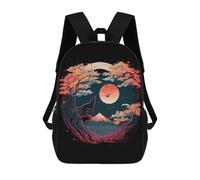 sinyumoney Japanese Wolf Night Backpack School Bag Large Water Resistant Laptop Backpack for School/Work/Travel 17inch