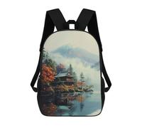 sinyumoney Japanese Zen Lake House Backpack School Lightweight Airport College Students Back Pack for Girl, Teen Girls 17inch