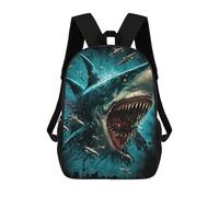 sinyumoney Jaws The Megalodon Strikes Back Kids Backpacks Children Bag,Anime Bag,Large Capacity Kids Backpack, 3D Printed Children's,Student Schoolbag,Kids Boys Girls School Bag 17inch