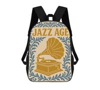 sinyumoney Jazz Age Gramophone Art Backpack School Bag Business Laptop Rucksack Bag Unisex Casual Daypack for Men/Women 17inch