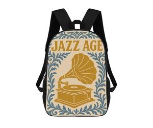 sinyumoney Jazz Age Gramophone Art Backpack School Bag Business Laptop Rucksack Bag Unisex Casual Daypack for Men/Women 17inch