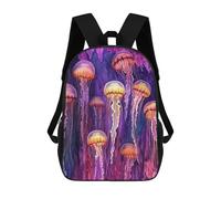 sinyumoney Jellyfish Glow Backpacks Kids School Backpack School Bag 3D Printed School Bag for Boys Elementary And Middle School Students 17inch