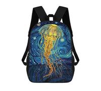sinyumoney Jellyfish in Starry Night Style Children's School Backpack 3D Printed for Kids Travel Rucksacks Book Bags Kids School Bag 17inch