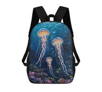 sinyumoney Jellyfish in The Deep Blue Sea Backpack School Lightweight Casual Daypack School Backpacks for Teenage Girls Boys Women Men 17inch