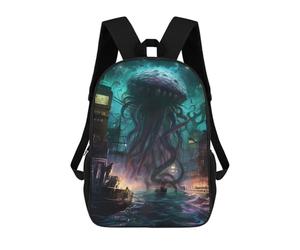 sinyumoney Jellyfish Monster Attacks City School Backpack High Secondary School Bags Casual Backpack for Girls Boys Teenage 17inch