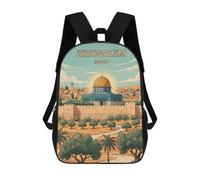 sinyumoney Jerusalem, Israel Travel Poster Backpack School Lightweight Airport College Students Back Pack for Girl, Teen Girls 17inch