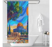 sinyumoney Jerusalem Palestine Quick Drying Proof Resistant Hilarious Bath Curtain for Travel Trailer 35.43x70.87Inch（90x180cm）