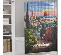 sinyumoney Jerusalem, Palestine Travel 100% Polyester Fabric Washable Decor Bath Curtains for Shower Bath Curtain Wet Room 56.30x70.87Inch（143x180cm）