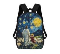 sinyumoney Jesus Child Sheep Starry Night 3D Printed Kids School Bag Rucksacks Children's School Fashion Casual Back Pack High Capacity Travel Book Bags Backpack for Kids 17inch